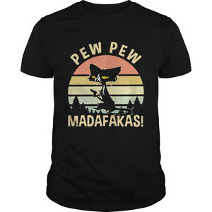 Pew Pew Madafakas Black Cat Gun Retro Shirt